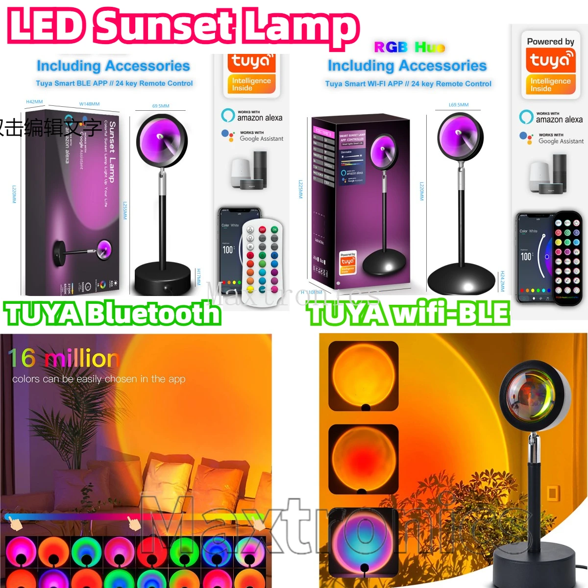 LED Sunset Lamp TUYA Bluetooth - огляд і ціна Home Decor Free App
